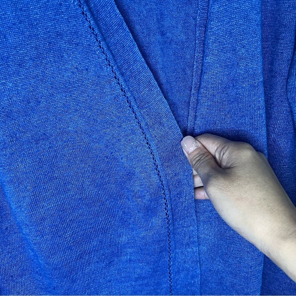 Talbots Womens Linen Knit Open Front Cardigan Blue Petite Sz M Lightweight - Picture 7 of 12